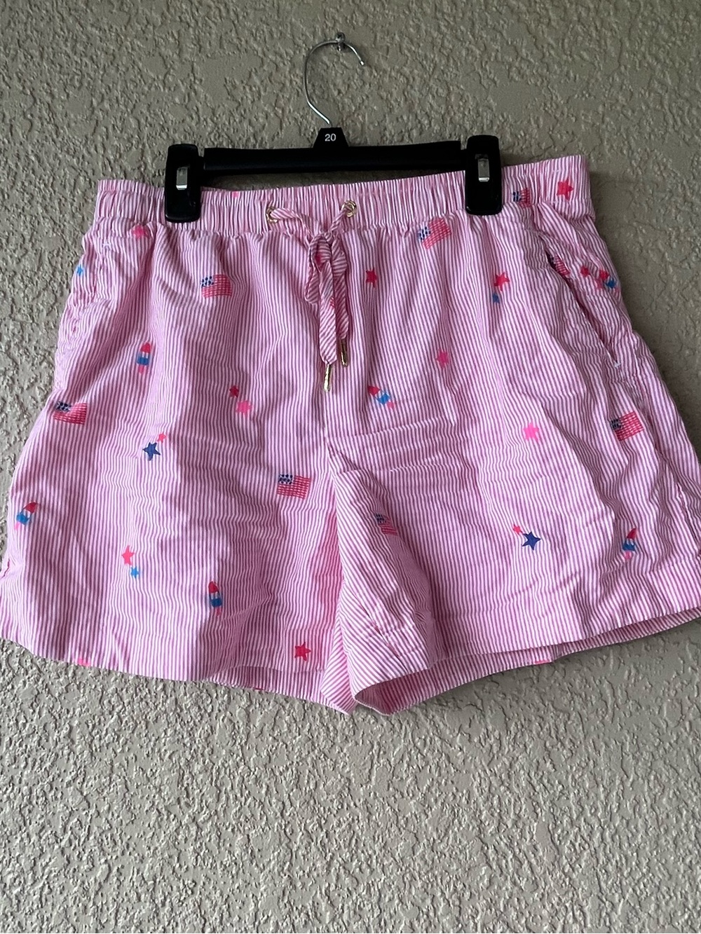 Lilly Pulitzer Pink Summer  Drawstring Shorts with Embroidered Stars